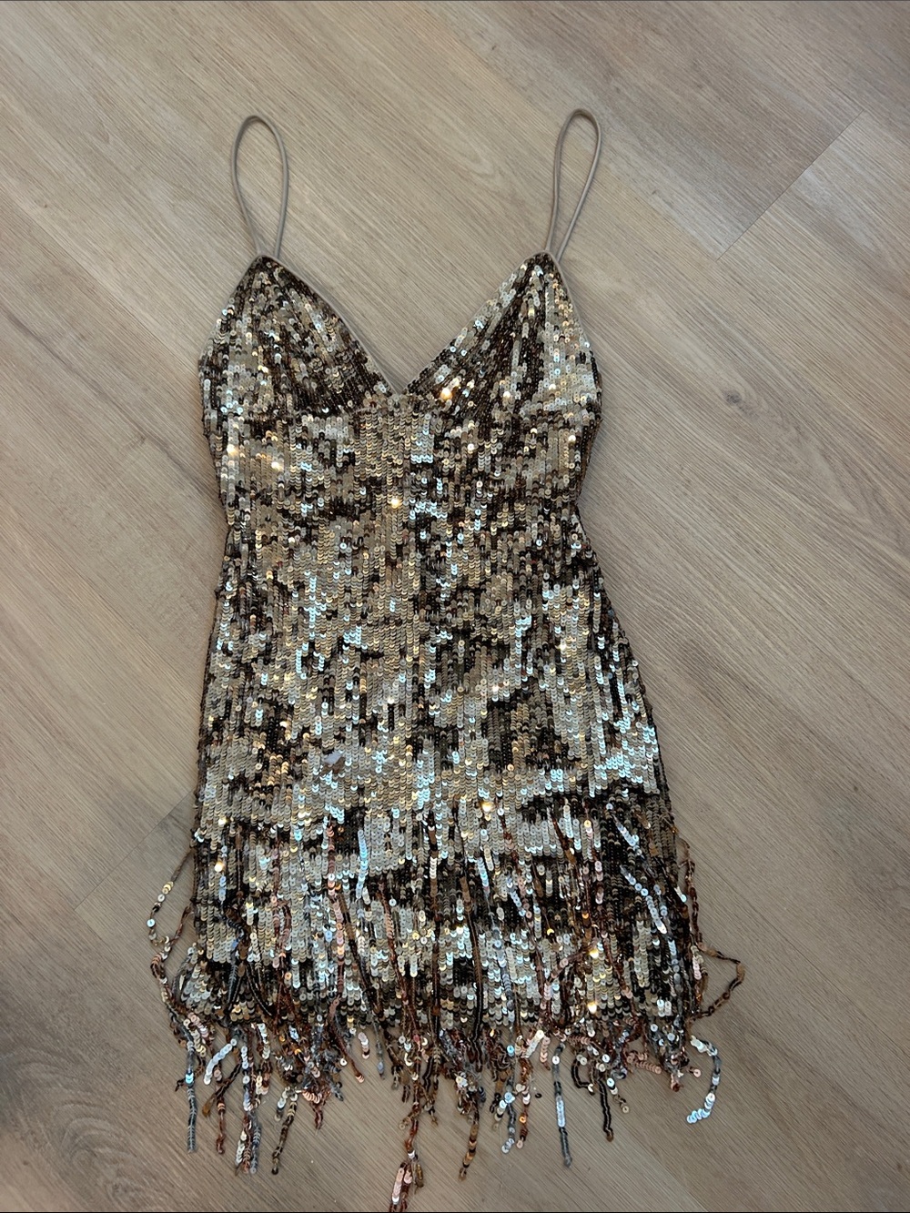 Lovers and Friends Isabetta Sequin Fringe Mini Dress in Gold Sequin Revolve XS - Picture 2 of 4